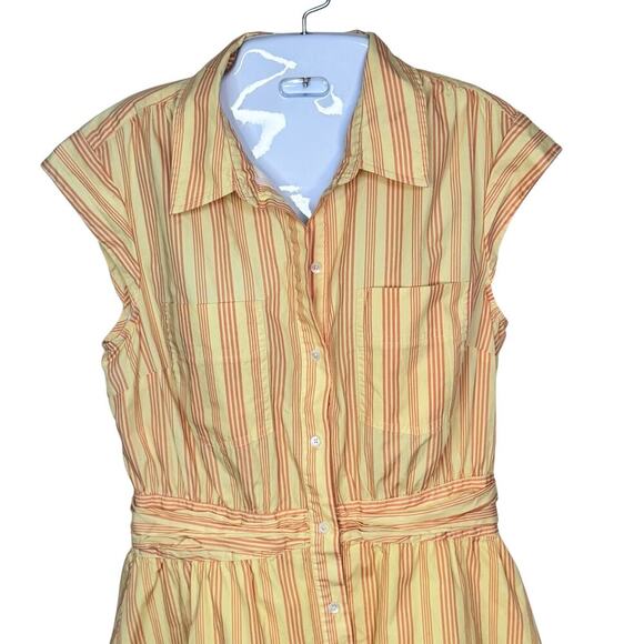 Derek Lam 10 Crosby 100% Cotton Yellow Orange Striped Shirt Dress Sz FR 48 US 12 - Picture 3 of 10